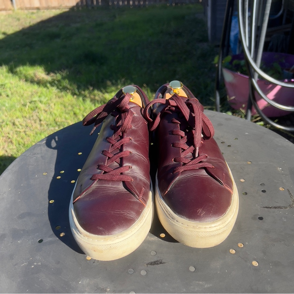 Sandro Paris leather sneakers Hermes red brown white soles 10.5 us - Picture 2 of 9